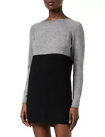Sukienki - Only Damska Onllillo L/S Knt Noos Sukienka, Szary/Czarny, M - miniaturka - grafika 1