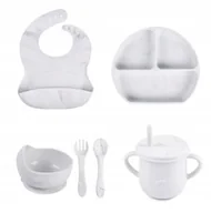 Miseczki i talerzyki dla dzieci - PIERWSZE NACZYNIA ZESTAW DO KARMIENIA DLA DZIECI SILIKONOWE NACZYNIA - miniaturka - grafika 1