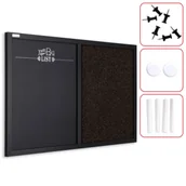 Tablice i flipcharty - Tablica korkowo magnetyczna 60x40 cm brązowo-czarna COMBI rama drewniana lakierowana czarna + GRATIS - miniaturka - grafika 1