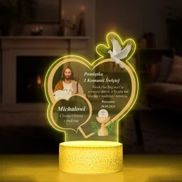 Lampka LED L 3D z nadrukiem na szkle akrylowym dla chłopca na komunię - Pamiątka Pierwszej Komunii Świętej Lampka LED L 3D z nadrukiem na szkle akrylowym dla chłopca na komunię - Pamiątka Pierwszej Komunii Świętej - miniaturka - grafika 1