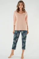 Piżamy damskie - Piżama Italian Fashion Julietta r.3/4 sp.7/8 łosoś/druk - miniaturka - grafika 1