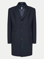 Płaszcze męskie - Bugatti Płaszcz wełniany 626228-64084 Granatowy Regular Fit - miniaturka - grafika 1