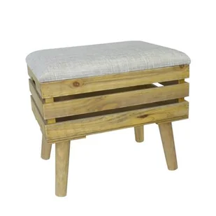 Puf z funkcją przechowywania duży beżowy 47 x 47 x 34 cm - Pufy i podnóżki - miniaturka - grafika 1