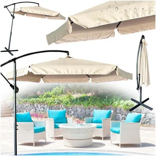 Parasol ogrodowy duży składany z wysięgnikiem 290cm beżowy Kik Sp. z o. o. Sp. k. - Parasole ogrodowe - miniaturka - grafika 1