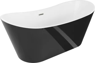 Mexen Montana wanna wolnostojąca 180 x 80 cm, biała/czarna, przelew nikiel szczotkowany - 52011808075-97 - Wanny - miniaturka - grafika 1