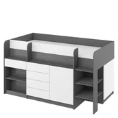 Łóżka dla dzieci i młodzieży - Łóżko Piętrowe Smile Prawe Grafit Mat / Biały Mat MebloCross - miniaturka - grafika 1