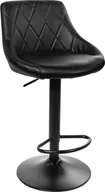 Taborety i hokery - Elior Czarny tapicerowany hoker z oparciem skóra ekologiczna - Amadeo 5X - miniaturka - grafika 1