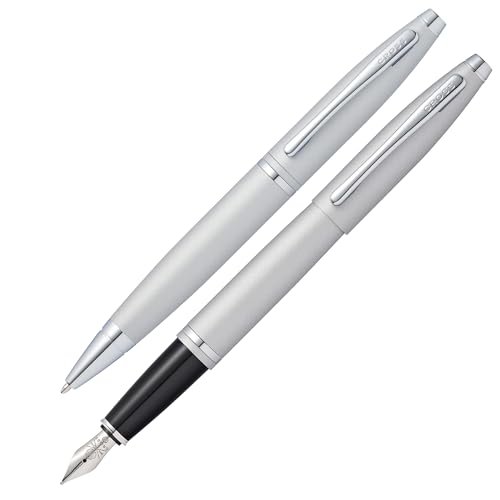 Cross Calais długopis i pióro wieczne, zestaw upominkowy (grubość kreski lub stalówki M, kolor wkładu czarny), satyna chrom