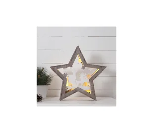 Best Season Gwiazda dekoracyjna LED Fauna z drewna, 32 cm - Oświetlenie świąteczne - miniaturka - grafika 2
