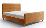Łóżka - Pomarańczowe welurowe łóżko z pojemniekiem - Montivio - miniaturka - grafika 1