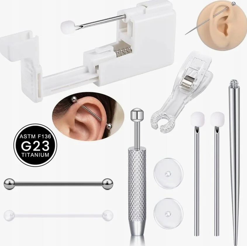 KOLCZYKI 10 SZTUK TYTANOWE DO PIERCINGU ZESTAW PROFESJONALNY KOLCZYK G23
