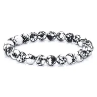 Bransolety męskie - Bransoletka koraliki w kolorze czarno-białym EM 29 - EM Men's Accessories - miniaturka - grafika 1