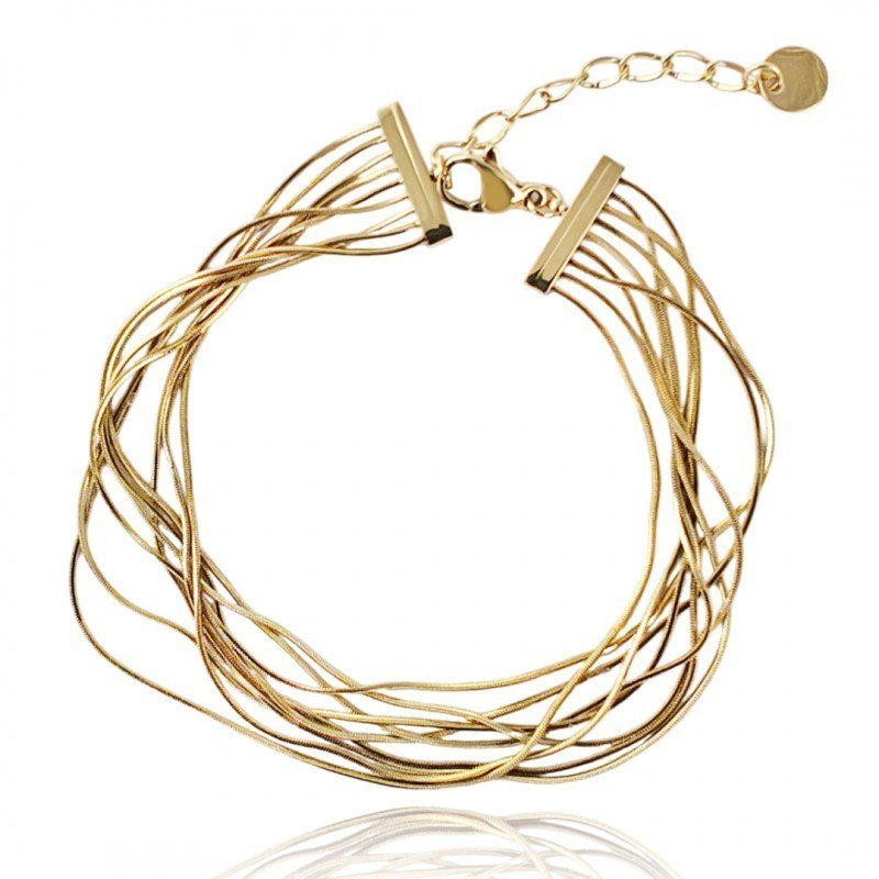 Bransoletka Na Rękę Stal Chirurgiczna Pozłacana 14K Złotem Żyłki Bst1544