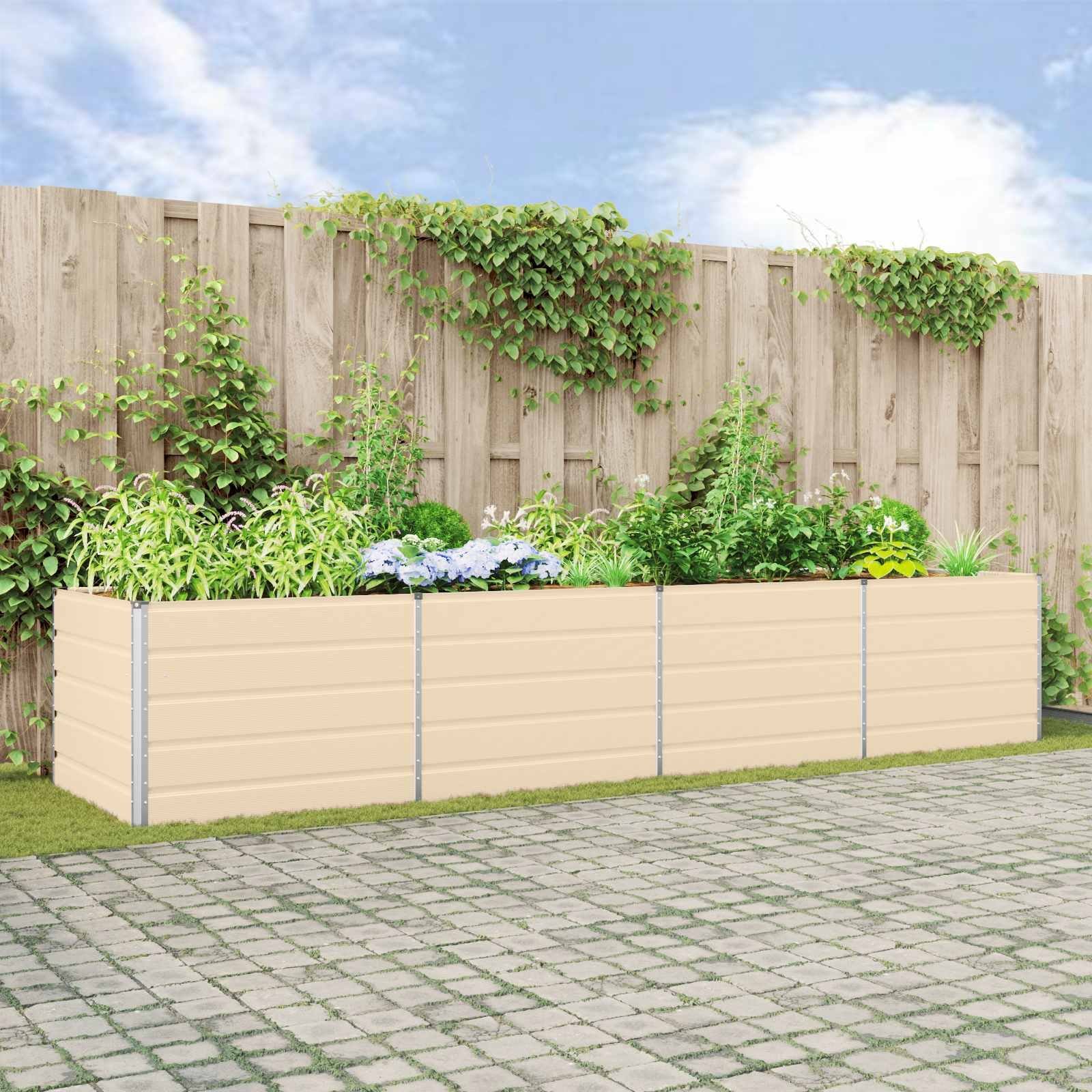 vidaXL Donica Kość słoniowa 195 x 100 x 45 cm Stal Galwanizowana