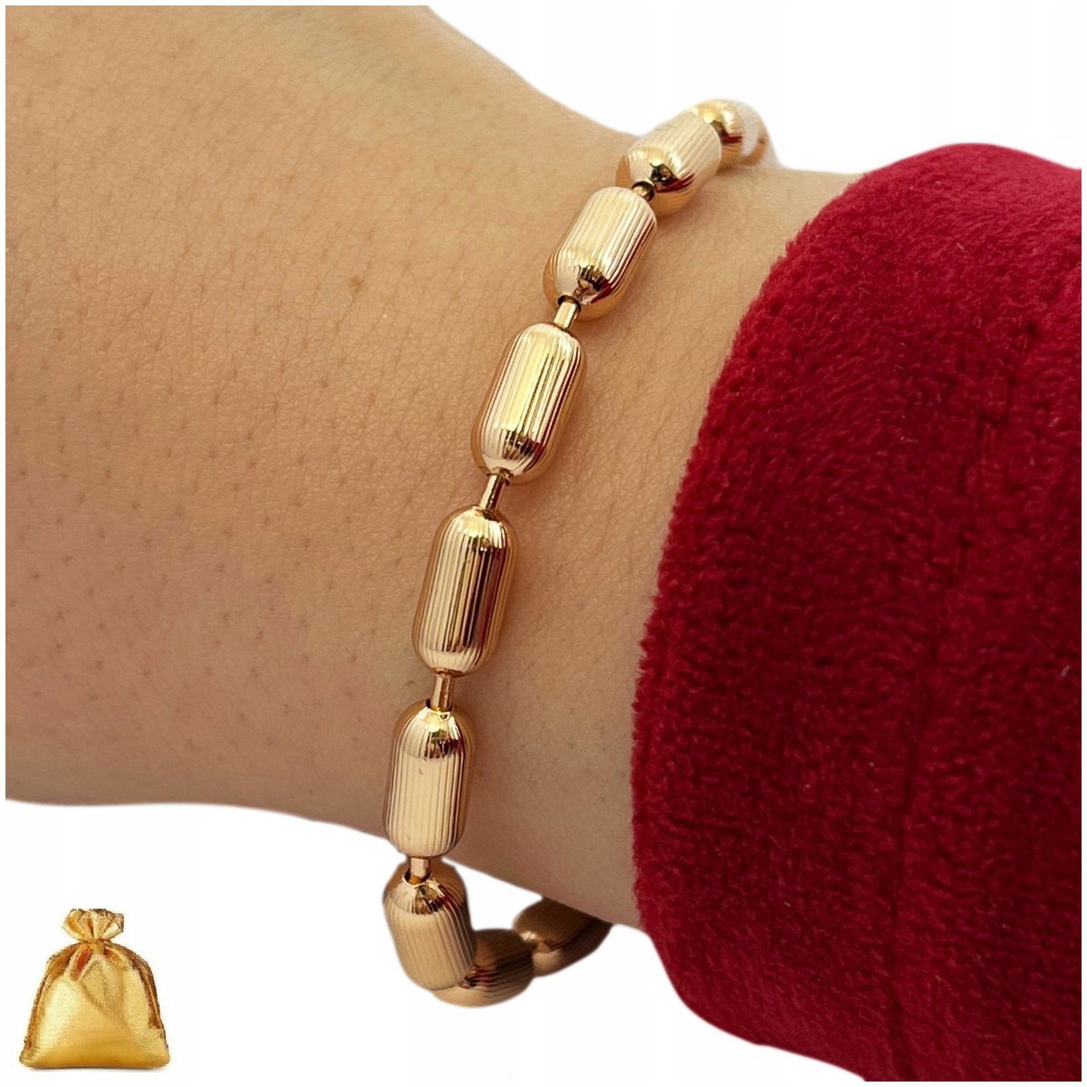 Damska Bransoletka Pozłacana Na Rękę Ze Stali Chirurgicznej Regulowana 18K