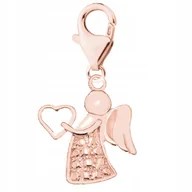 Wisiorki - Zawieszka Anioł Serce różowe złoto srebro 925 - miniaturka - grafika 1