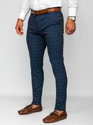 Spodnie męskie - Granatowe spodnie materiałowe chinosy w kratę męskie Denley 0035 - miniaturka - grafika 1