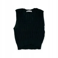 Kamizelki damskie - Zielona kamizelka damska swetrowa ZARA S - miniaturka - grafika 1