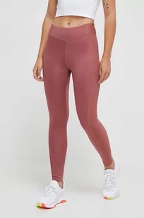 Reebok legginsy do jogi kolor różowy gładkie - Legginsy - miniaturka - grafika 1