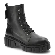 Botki damskie - Czarne Botki Karino Skórzane Eleganckie Buty Damskie - miniaturka - grafika 1