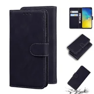 Etui i futerały do telefonów - Skórzane etui na telefon Galaxy S10e - smukłe etui z klapką w dotyku w kolorze Pure Color Czarny - miniaturka - grafika 1