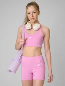 Bielizna sportowa damska - 4F Biustonosz treningowy z niskim wsparciem damski - różowy XS - miniaturka - grafika 1