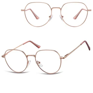 Okulary zerówki lenonki oprawki korekcyjne medium M294 złote - Okulary korekcyjne, oprawki, szkła - miniaturka - grafika 1