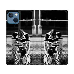 Skórzane etui Portfel do Iphone 14 (6.1) Sport Rugby Czarny Biały - Portfele - miniaturka - grafika 1