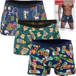 Cornette American bokserki męskie szerokie 3 pack M Przewiewne, luźne, miękkie, śmieszne, klasyczne majtki męskie z bawełny, M - Majtki męskie - miniaturka - grafika 1