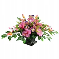 Sztuczne kwiaty - WIOSENNY STROIK Dekoracja kwiatowa na cmentarz Do domu Bratki Tulipany - miniaturka - grafika 1