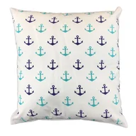Pościel - Poszewka 40x40 1056E biała w kotwice niebieskie granatowe obustronn - miniaturka - grafika 1