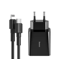 Ładowarki i akumulatory - Baseus Ładowarka sieciowa usb-c pd baseus mini, power delivery 18w z kabelem usb-c - lightning 100 cm AMI-BAS21938 - miniaturka - grafika 1
