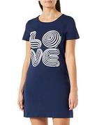 Sukienki - Love Moschino Damska sukienka z krótkim rękawem, trapezowa, ciemnoniebieska, rozmiar 38, ciemnoniebieski, 38 - miniaturka - grafika 1