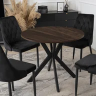 Stoły - Stół Okrągły LAUREN 90 cm Orzech/Czarny Loft Nowoczesny - miniaturka - grafika 1