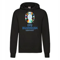 Bluzy męskie - Czarna MĘSKA BLUZA Z KAPTUREM Z Nadrukiem Euro 2024 Germany Niemcy r. L - miniaturka - grafika 1