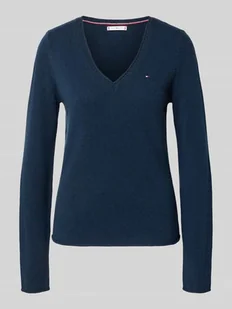Sweter z dzianiny o kroju slim fit z czystej wełny - Swetry damskie - miniaturka - grafika 1