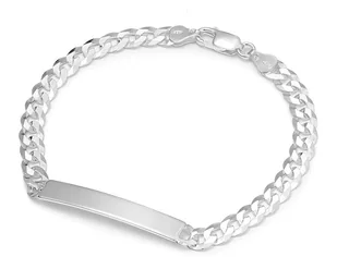 Srebrna bransoletka męska pancerka z blaszką 21 cm pr925 - Bransolety męskie - miniaturka - grafika 1