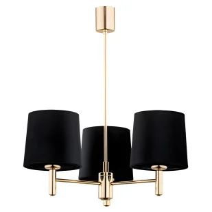 Złoty żyrandol Ponte 3 z czarnymi abażurami - Lampy sufitowe - miniaturka - grafika 1