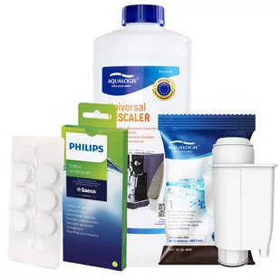 Zestaw do Ekspresów Philips Filtr AL-Inte+, Tabletki Odtłuszczające CA6704 10szt, Odkamieniacz Uniwersalny Aqualogis 1L - Akcesoria i części do ekspresów do kawy - miniaturka - grafika 1