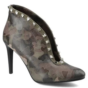 Zielone Botki Carinii Damskie Buty Na Obcasie - Botki damskie - miniaturka - grafika 1