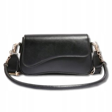 Torebka Listonoszka Damska Czarna Na Ramię Skórzana Bad&bags Mała Pojemna