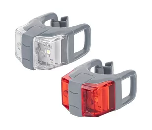 Zestaw lampek rowerowych Kellys Twins II | STEEL GREY - Lampki rowerowe - miniaturka - grafika 1