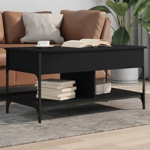 Stolik kawowy czarny 100x50x50 cm materiał drewnopochodny i metal - Ławy i stoliki kawowe - miniaturka - grafika 1