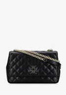 Torebki damskie - Listonoszka ze skóry naturalnej z łańcuszkiem czarna - miniaturka - grafika 1