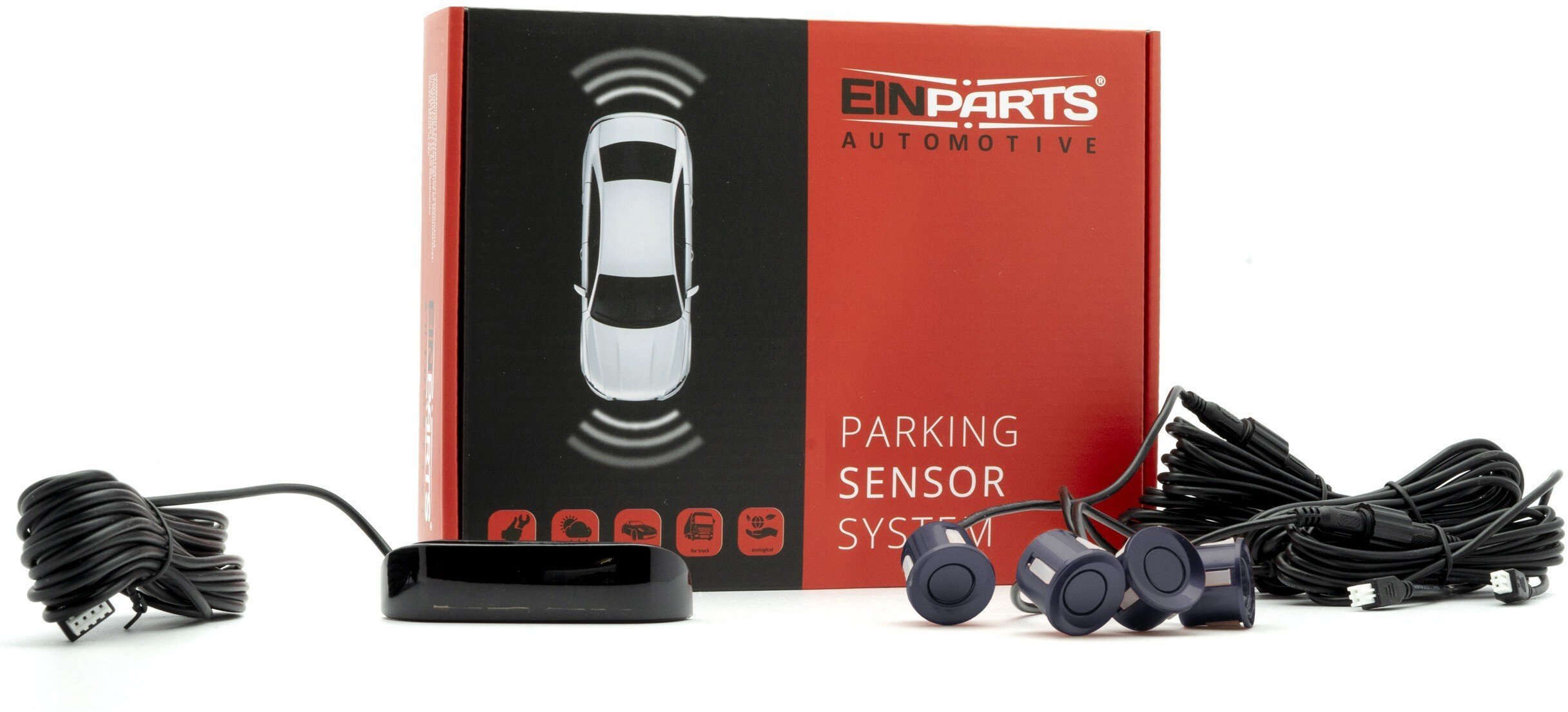 Einparts Automotive EINPARTS ZESTAW PARKOWANIA 4 SENSORY TYŁ DO SAMOCHODU Z CENTRALKĄ