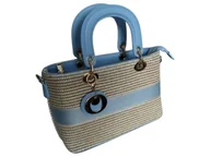 Torebki damskie - Torebka Damska, Mała Pleciona Listonoszka Na Ramię Z Eko-Skóry, Niebieski - miniaturka - grafika 1