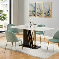 Krzesła - Zestaw 6 krzeseł MELBOURNE – welur i metal w kolorze złotym – kolor szałwiowa zieleń - miniaturka - grafika 1