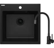 Zlewozmywaki z baterią - Deante Evora ZQJNN103 Nero + bateria Czarny - miniaturka - grafika 1