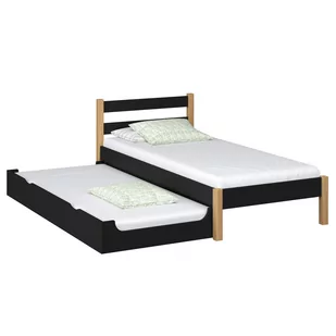 Drewniane łóżko pojedyncze z szufladą na materac N01 czarno dębowe 80x180 - Łóżka - miniaturka - grafika 1