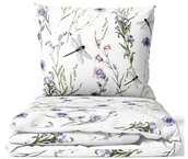 Pościel - Komplet pościeli Bawełna 200x220 kwiaty z ważką - miniaturka - grafika 1